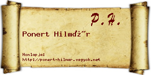 Ponert Hilmár névjegykártya